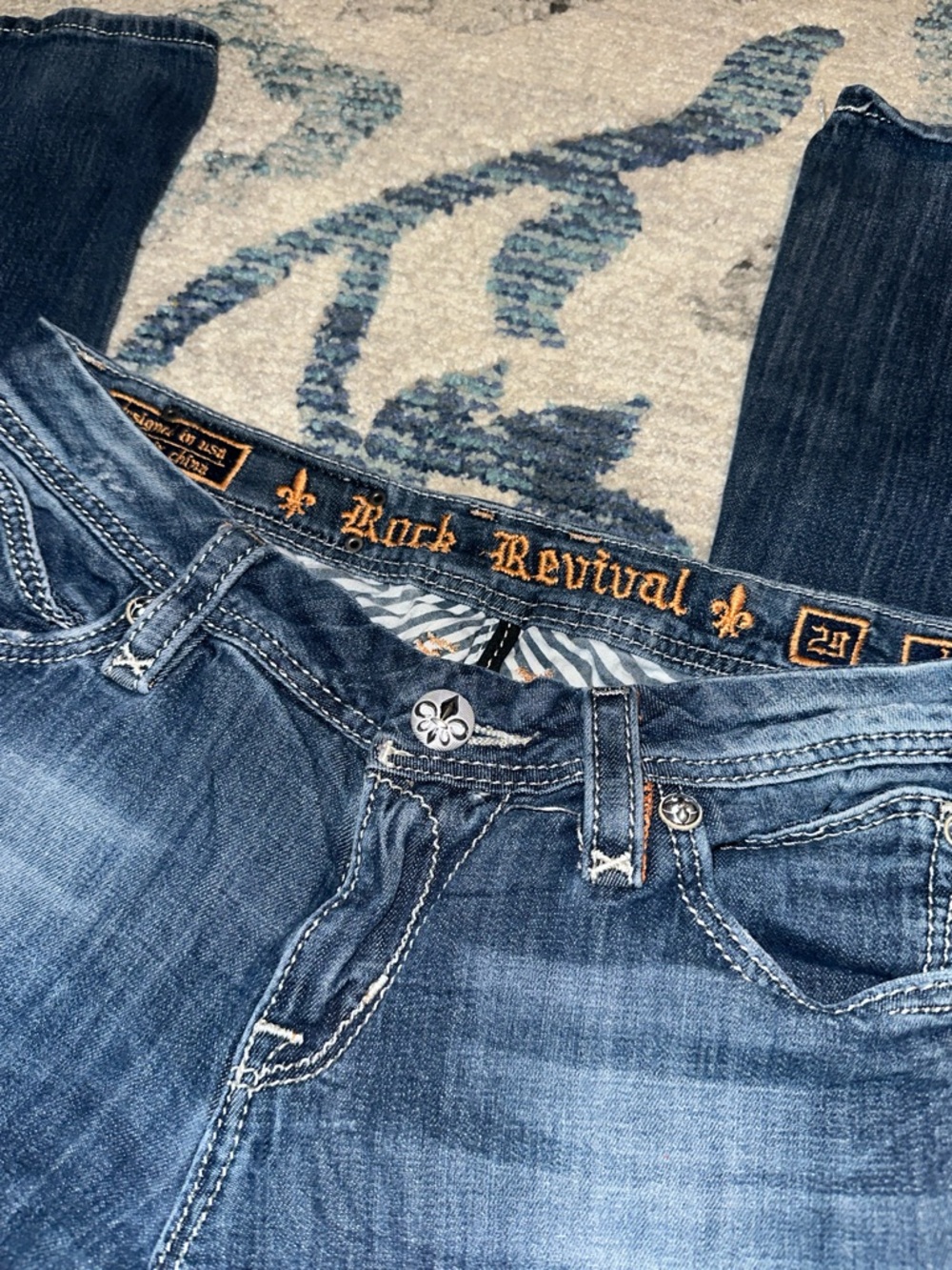 Rock Revival Dark Blue Flare Jeans with Embroidered Back Pockets - Picture 6 of 11